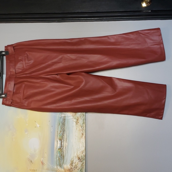 Faux leather pants. Size 10. Burnt red color. Who What Wear  brand - Picture 4 of 9